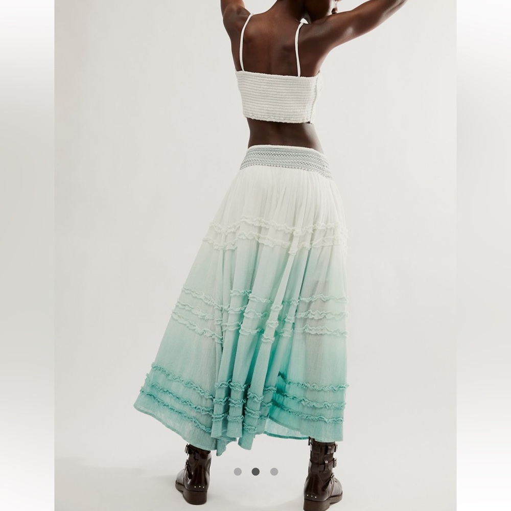 Free People Drift Away Ombré Tiered Maxi Skirt Crochet Crop Top Boho 90’s Set - Picture 3 of 3